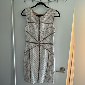 NWT BCBG Max Azria white eyelet dress with leopard trim